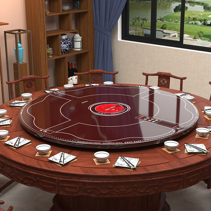 高端智能带火锅饭菜加热餐桌转盘