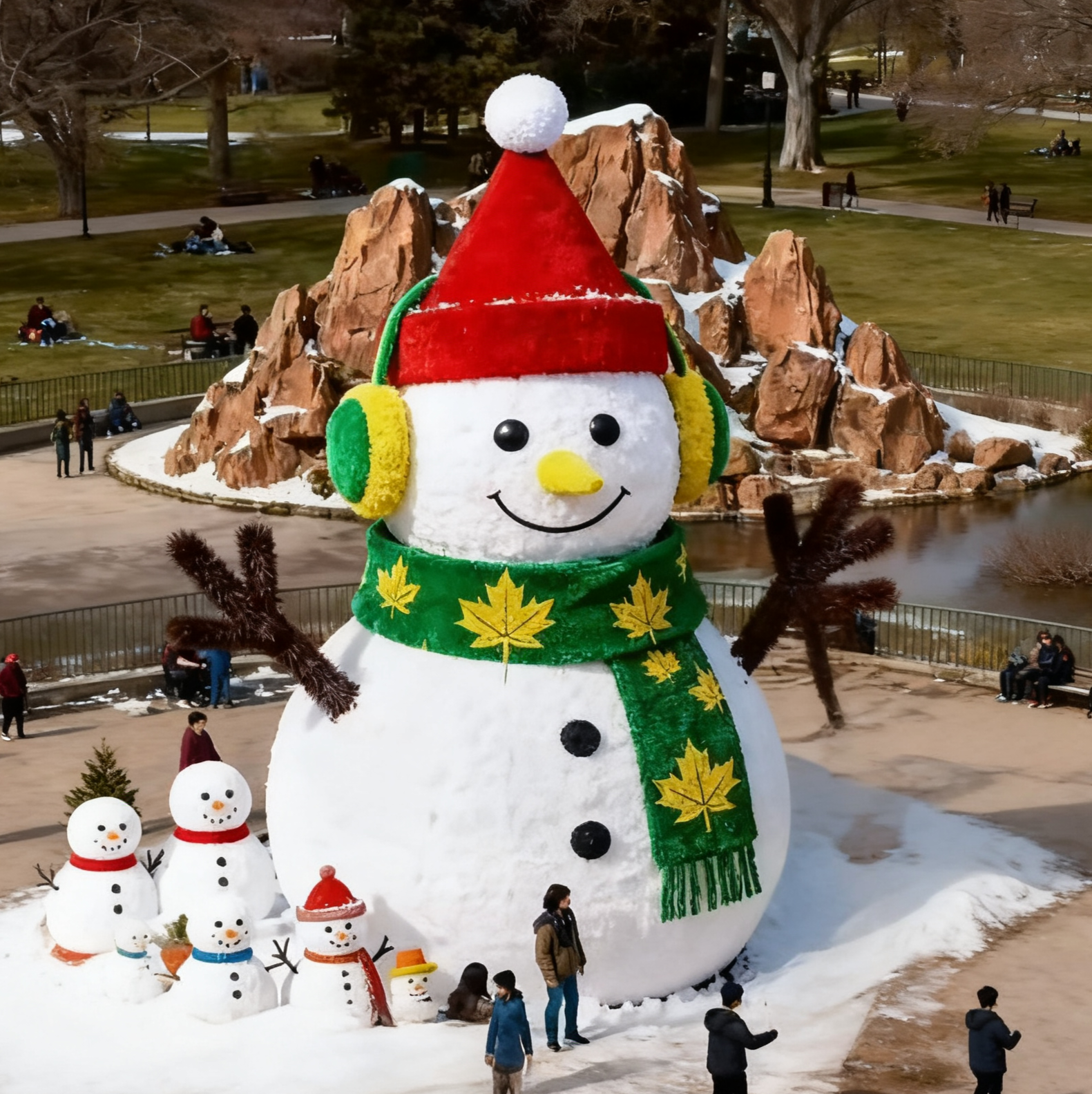 网红绿雕雪人仿真绿雕滑雪场景区摆件圣诞雪人户外景区打卡装置