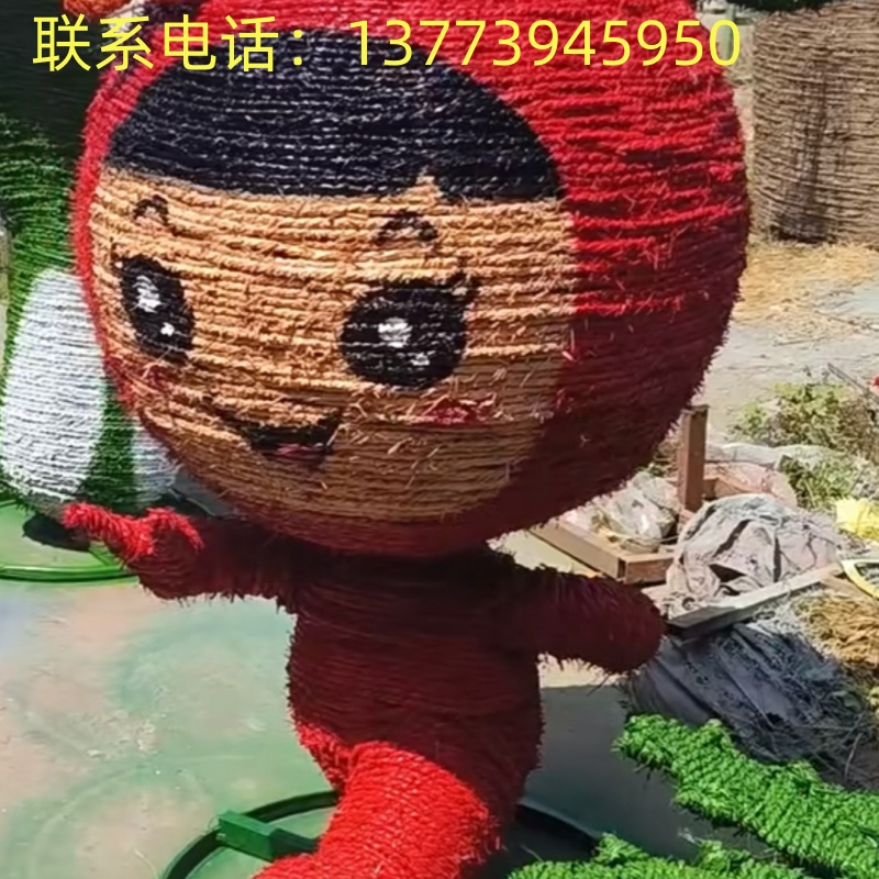 景区网红稻草工艺品制作厂家雕塑草编草雕稻草人卡通草雕造型景观
