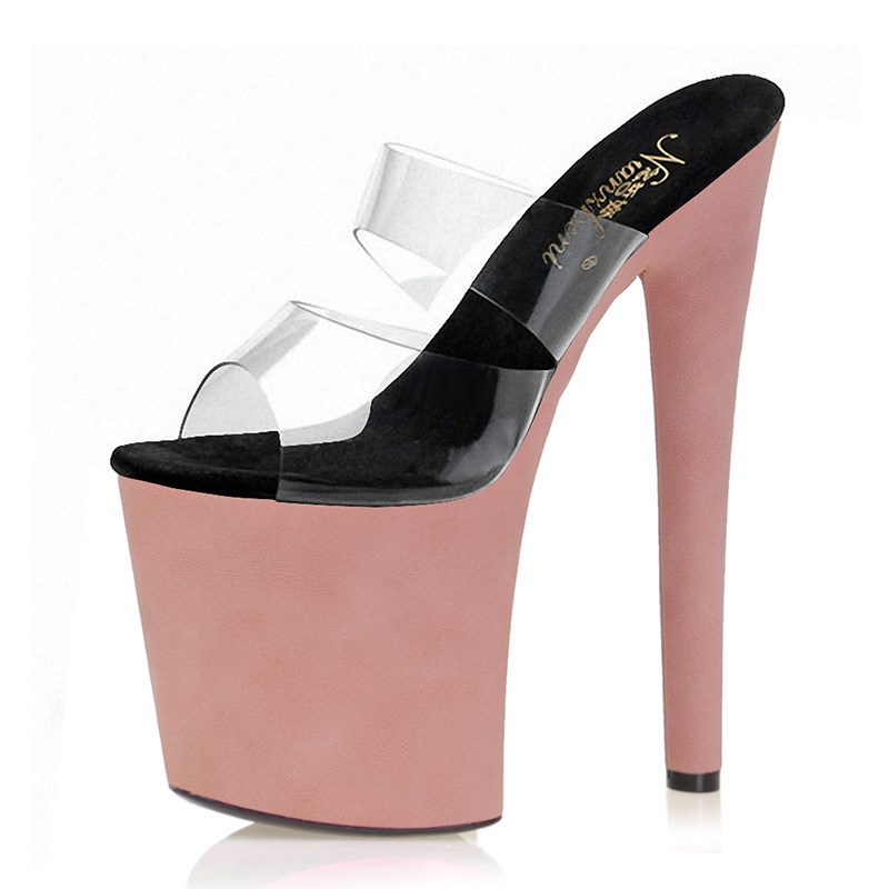 20厘米恨天高鱼嘴高跟鞋包底性感细跟防水台夜店模特走秀凉拖大码