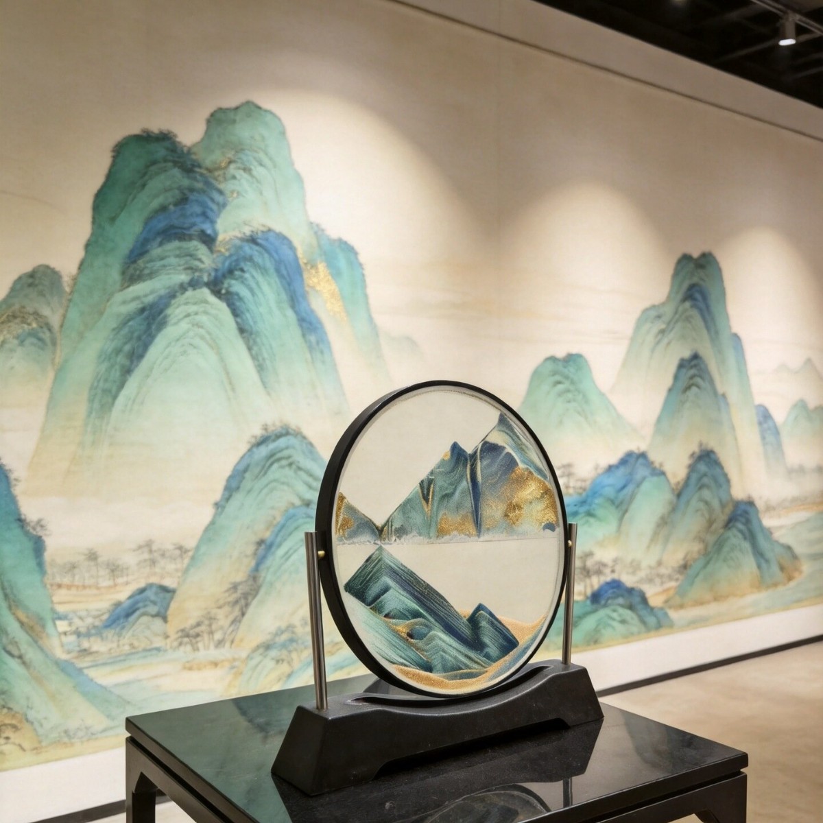 圆形3D玻璃流沙画翻转沙