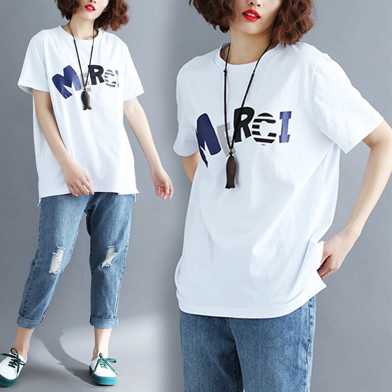 微胖妹妹大码遮肚子t恤女宽松短袖2019夏装印花字母加肥加大上潮|msdalam kategori Butik wanita / wanita, wanita saiz besar - dari Buy2taobao.com untuk memberikan perkhidmatan ejen Taobao profesional membeli