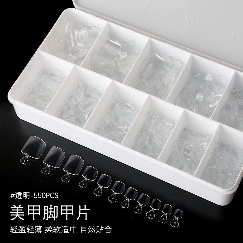 550片美甲折无痕透明脚假