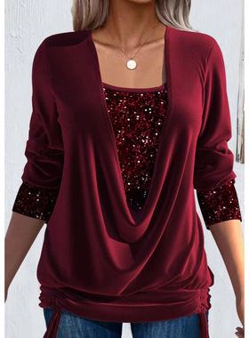 Spring pearl clothes clothing long sleeved women T-shirt top