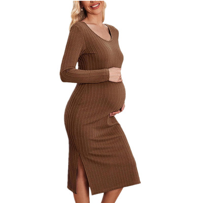 裙spring New pregnant women long sleeved loose knitted dress