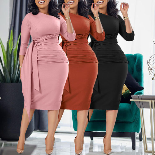 women's Spring hip professional temperament plus size dress