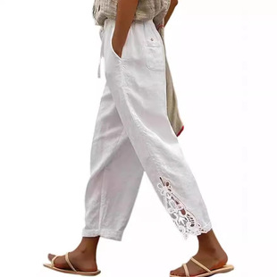 women New autumn fashionable lace high waisted casual pants