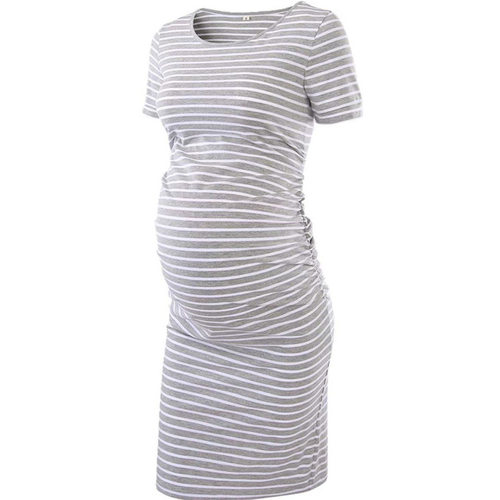 summer New short sleeved maternity dress striped half skirt