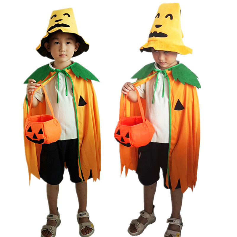 cape Halloween Pumpkin costume children adult makeup Hat披风