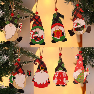 圣诞挂饰Christmas decorations painted wooden Doll ornaments