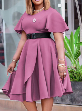 连衣裙 New plus size women's summer fashion high waist dress