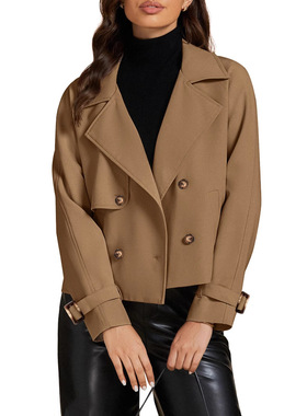 Women windbreaker long sleeved lapel casual jacket coat外套