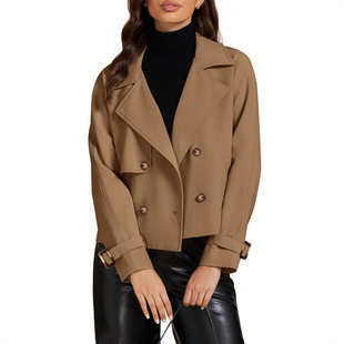 Women windbreaker long sleeved lapel casual jacket coat外套