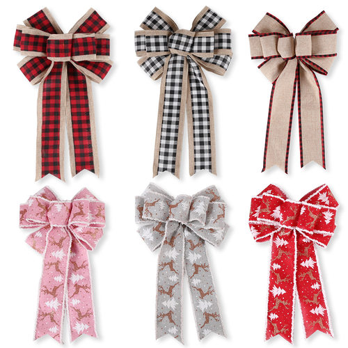 Grid Christmas bow Pendant Festival Party Decoration Scene