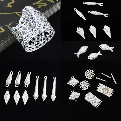 彝族小帽子流苏配件银饰装饰冰箱贴配饰苗族风个性复古银饰流苏