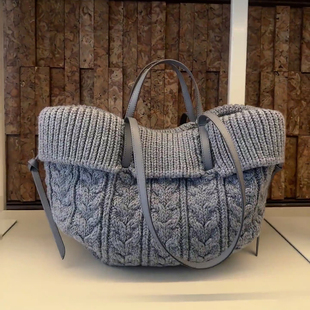 大容量通勤单肩包 针织编织女包托特包毛线手提包时尚 2026春季 新款