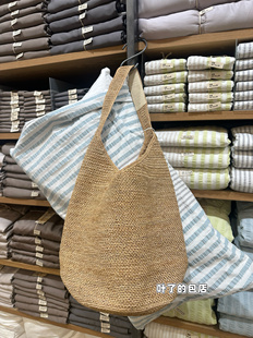 朝鲜制拉菲草帽子女款夏季2026小众编织包设计感海边度假沙滩包