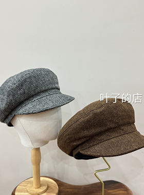美拉德系 成人儿童男女帽贝雷帽复古棉麻八角帽子秋冬毛呢报童帽