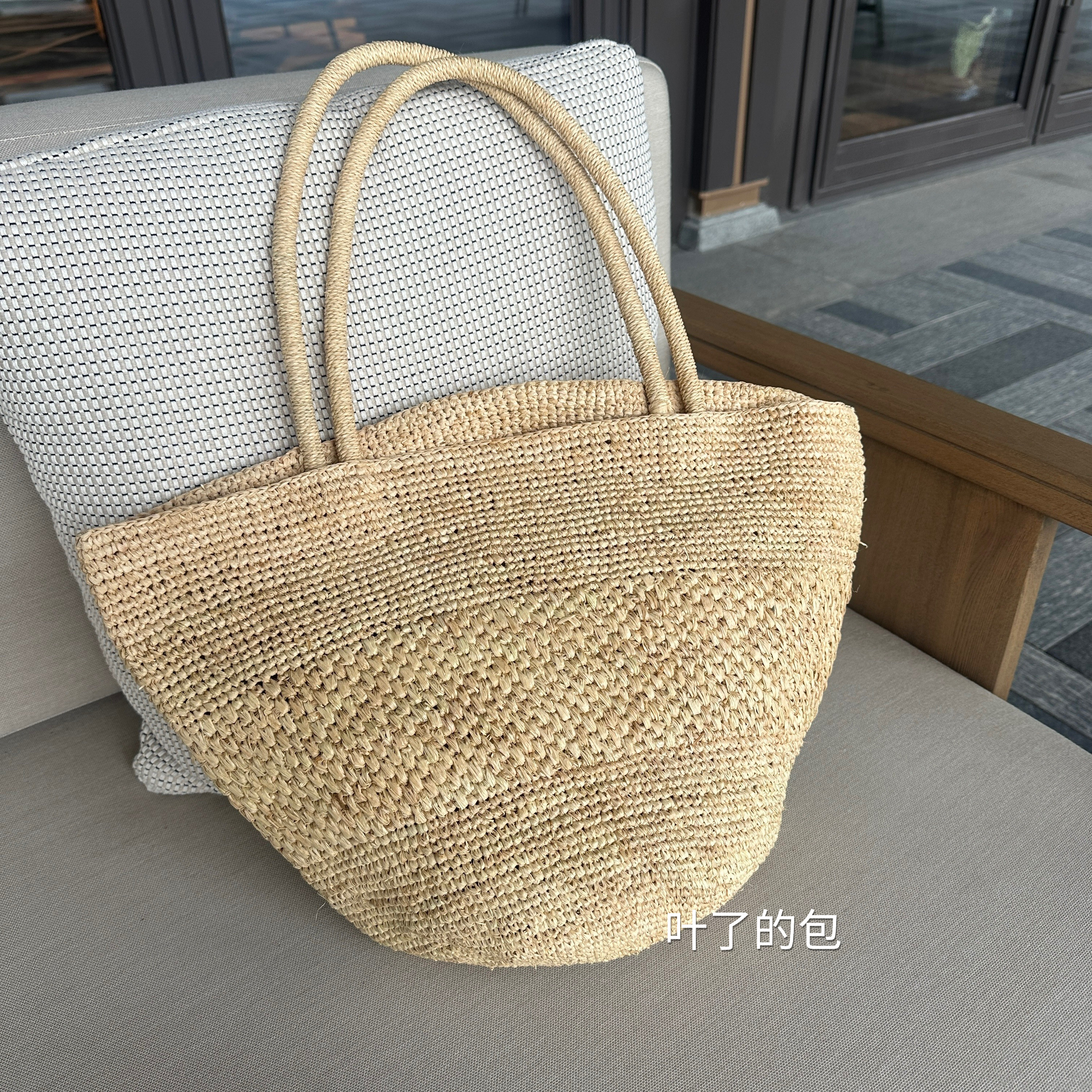 实用款！纯色极简拉菲草托特包女 高品质大容量度假风海边手提包