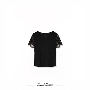 TRAVEL QUEEN·百搭蕾丝短袖上衣V26200310/10天左右发货(鱼儿