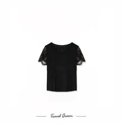 TRAVEL QUEEN·百搭蕾丝短袖上衣V26200310/10天左右发货
