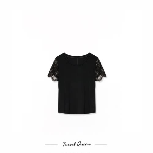 TRAVEL QUEEN·百搭蕾丝短袖上衣V26200310/10天左右发货