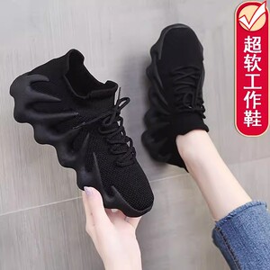 软底老北京布鞋女黑色工作鞋久站不累脚大码41一43运动老爹鞋春夏