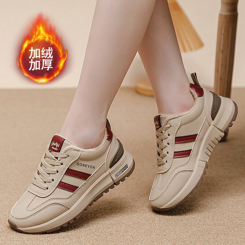 真皮女鞋舒适软底轻便防滑运动鞋