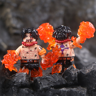 适配乐高FD605炎帝艾斯火拳特效海贼卡通动漫第三方积木人仔玩具