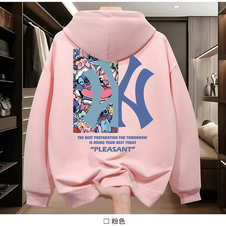 【奥莱折扣】秋冬季新款加绒加厚重磅连帽情侣卫衣男女款美式痞帅