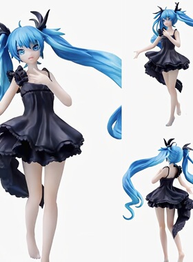 批发代发深海少女初音未来手办黑色礼服二次元美少女摆件模型