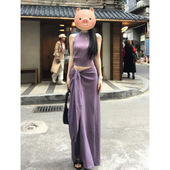 背心连衣裙子女装 夏日绝美穿搭套装 夏季 爆款 长裙 2026新款 紫色无袖