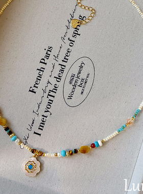 S925纯银太阳花串珠吊坠项链女款