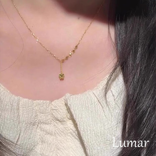 S925纯银金色碎碎冰蝴蝶流苏项链女轻奢小众高级感精致不掉色手链