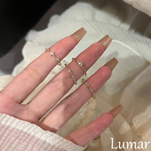 S925银金色极细闪钻素圈戒指女轻奢高级感食指戒小众设计叠戴尾戒