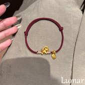 S925纯银马年本命年小金马福牌手链女轻奢小众精致招财转运红手绳