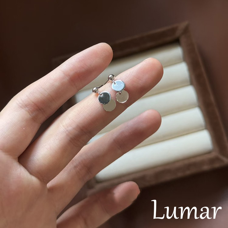 S925纯银亮面圆片耳钉女小众独特高级感轻奢简约百搭耳饰2025新款