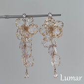 夸张耳饰女 高级感个性 S925纯银金色长款 冰透花瓣流苏耳环2026新款