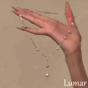 S925纯银满天星珍珠项链女款2025新款锁骨链轻奢小众高级感毛衣链
