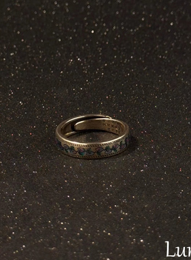 S925纯银中古风花枝树叶戒指高级