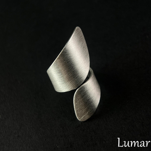 S925银不规则银色哑光拉丝戒指女轻奢高级感冷淡风个性夸张食指戒