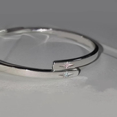 S925纯银中古光面八芒星手镯女轻奢小众精致高级感开口可调节手环