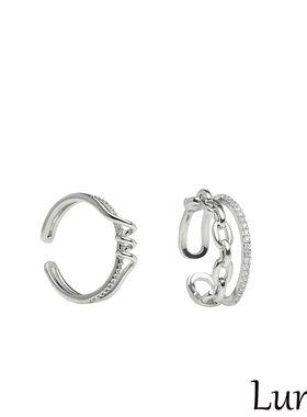 S925银圆环链条波浪戒指2025新款