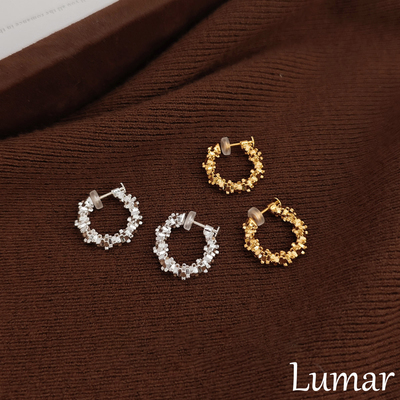 S925银碎银子C型耳钉女轻奢高级