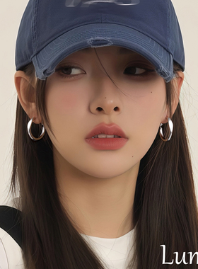 S925纯银宁艺卓同款银色素圈耳环2025新款爆款高级感冷淡风耳饰女