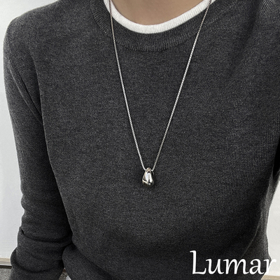 S925纯银长款立体水滴吊坠项链女