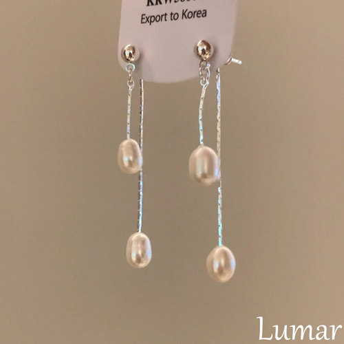 S925银法式珍珠流苏耳环2026新款