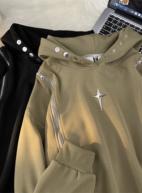 INFORMER国潮高质量连帽卫衣秋冬季美式男女宽松机能高街保暖外套