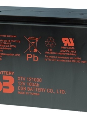 CSB蓄电池XTV121000 / 12V100AH 消防/应急电源/UPS/EPS/机房专用