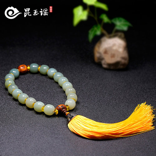昆玉谣和田玉手链手持白玉车挂